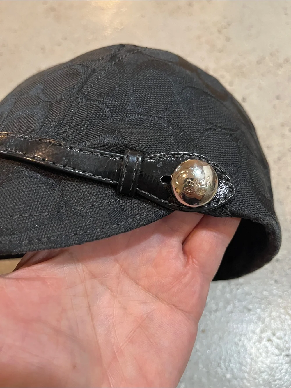 COACH VINTAGE Y2K KAREE SIGNATURE JACQUARD NEWSBOY BAKER BOY CAP BLACK SIZE M/L